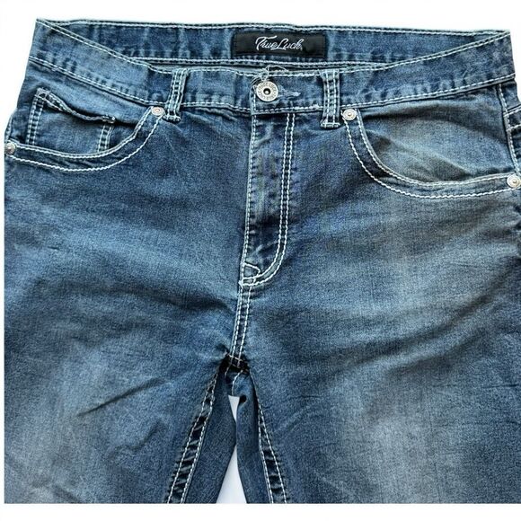 True Luck Men's Blue Denim Straight Leg Jeans Size 34x32 - Picture 3 of 6